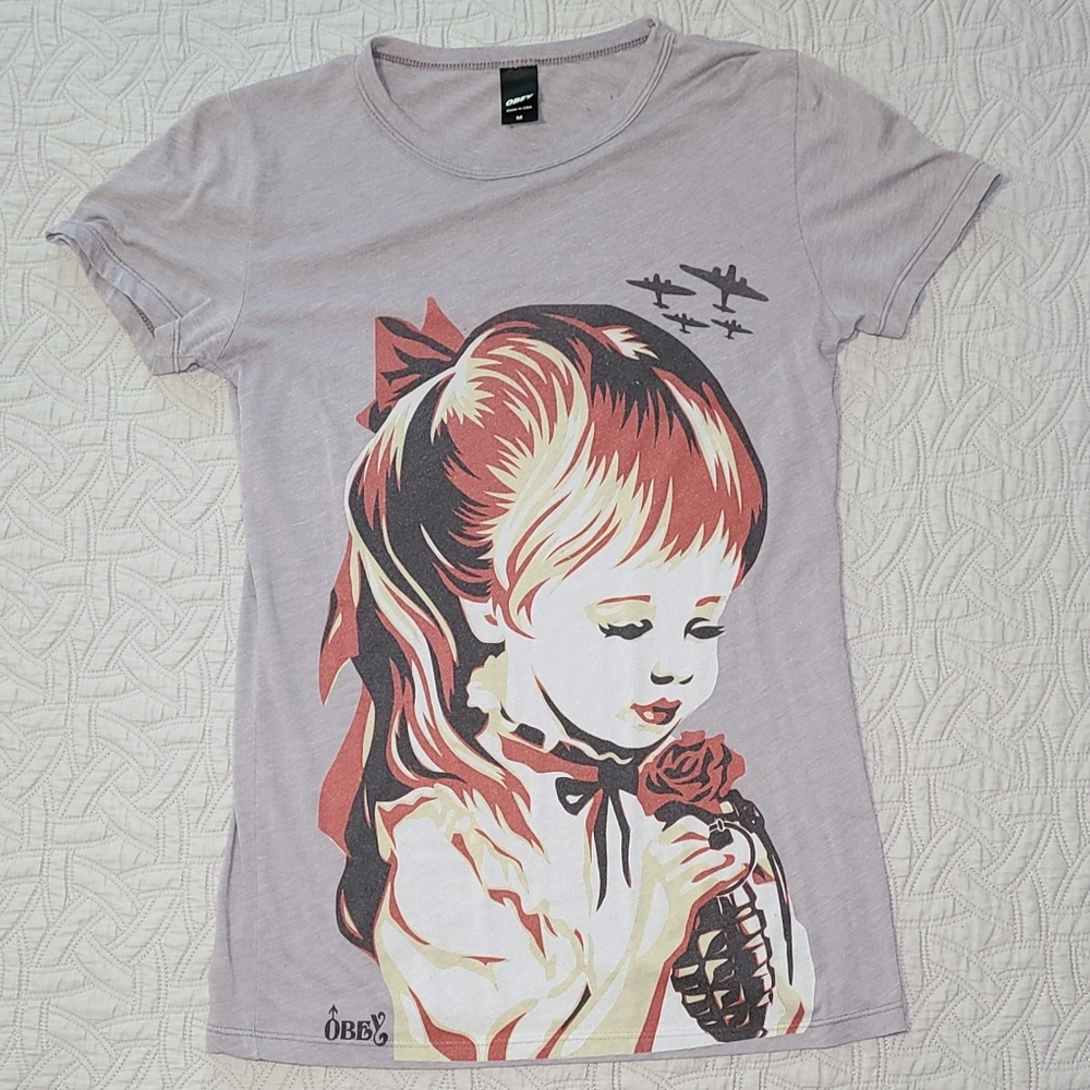 Obey Girl with grenade/rose tee
